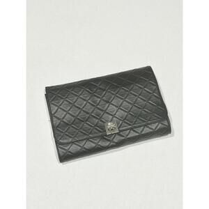 BH Cosmetics Women's Black Leather Clutch Makeup Brush Roll Bag